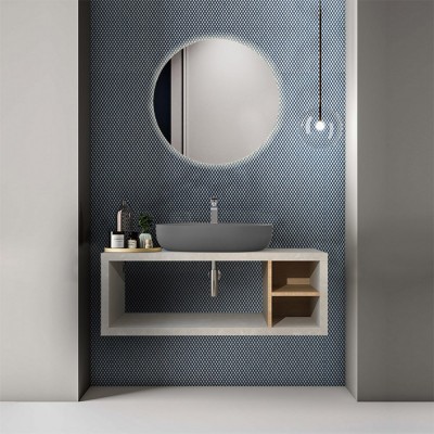 Composizione Bagno Aperta Sospesa Color Grigio Nuvola da 110 cm