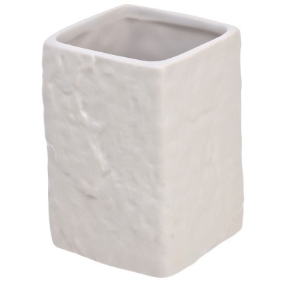 Portaspazzolino Moderno In Ceramica Bianco D' Appoggio