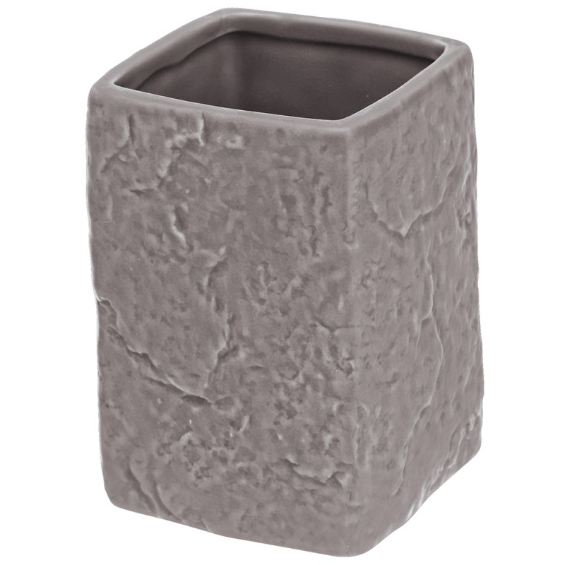 Portaspazzolino Moderno In Ceramica Grigio D' Appoggio Portaspazzolino Moderno In Ceramica Grigio D' Appoggio