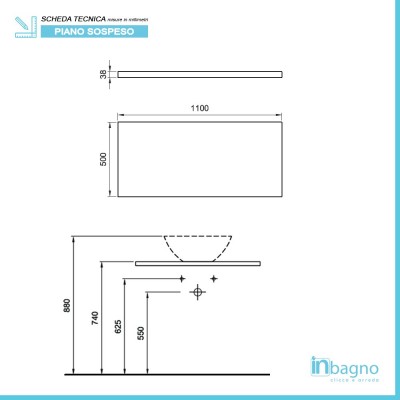 Mensolone Effetto Legno Grigio Nuvola 110 cm per Lavabi da Appoggio