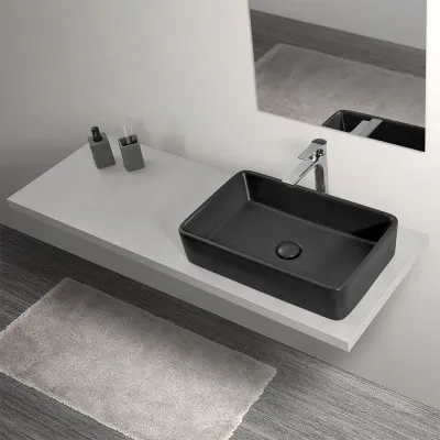 Mobile bagno sospeso 120 cm bianco opaco cannettato con lavabo sx e  specchio - Deck