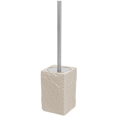 Portascopino In Ceramica E Manico In Acciaio Beige Effetto Pietra