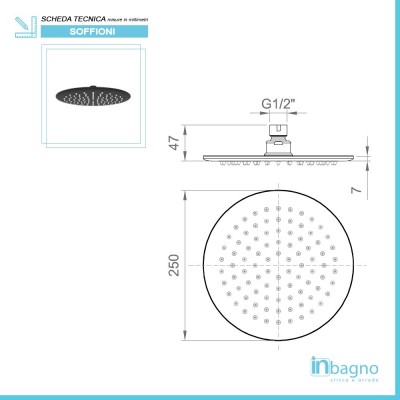 Soffione Doccia Tondo in Acciaio Inox Nero Opaco con Snodo Orientabile Inbagno - 2