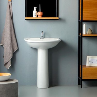 Lavabo con colonna 65 x 51 x 85 cm in ceramica bianca