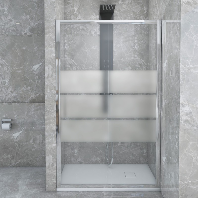 Porta doccia nicchia 120 cm scorrevole con vetro in cristallo serigrafato Ted