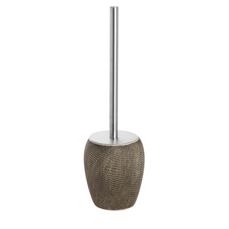 Portascopino Wc In Ceramica E Acciaio Marrone Dal Gusto Etnico Portascopino Wc In Ceramica E Acciaio Marrone Dal Gusto Etnico