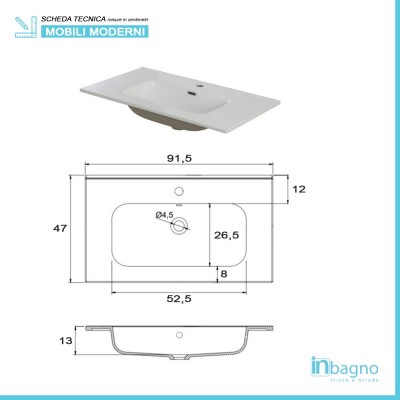 Mobile Bagno Sospeso Tortora Pastello 90x47 Arredo Moderno con Specchio Feridras - 6