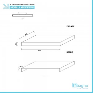 Mensola Bagno 90 cm pino bianco con Ciotola in ceramica bianco lucido Feridras - 5