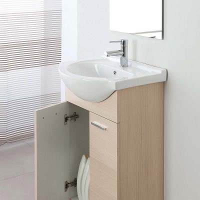 Mobiletto bagno completo 56 cm larice con lavabo e specchiera