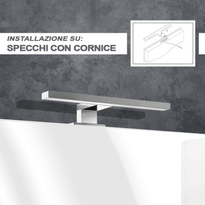 Illuminazione specchio bagno L. 30 cm 4000K installabile su specchi con cornice