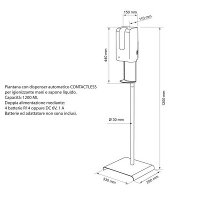 Dispenser Gel Igienizzante con Piantana