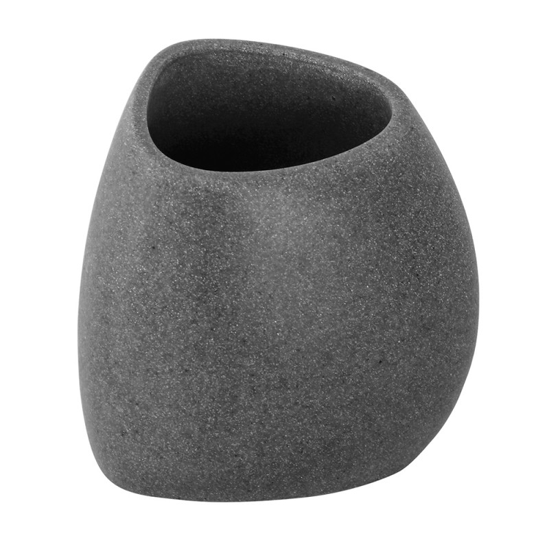 Portaspazzolino Da Appoggio In Poliresina Grigio Effetto Pietra Portaspazzolino Da Appoggio In Poliresina Grigio Effetto Pietra
