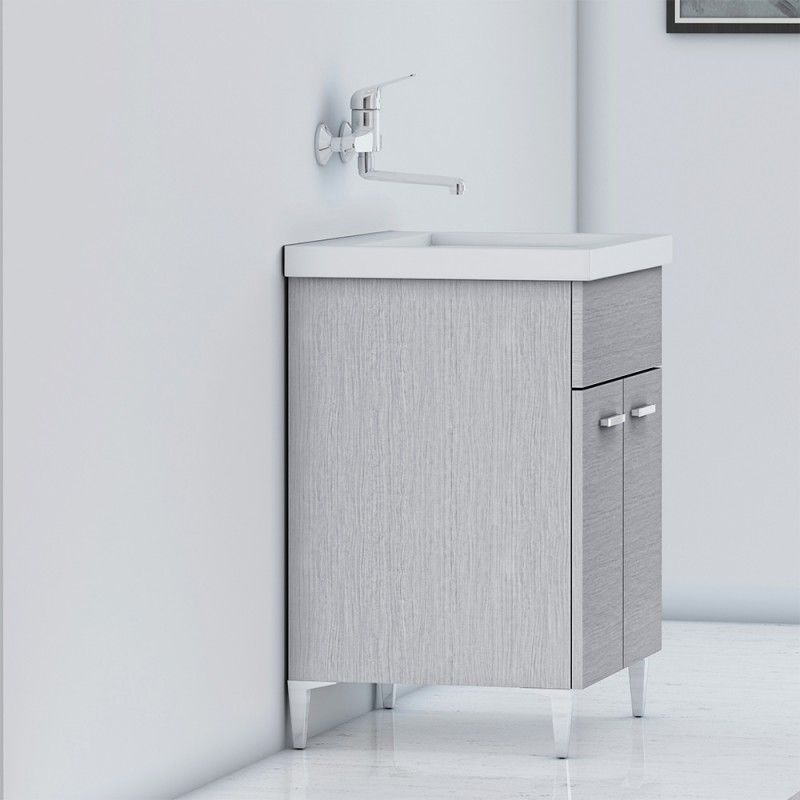 NEGRARI 2051DGAM Lavandino-Pilozzo Mini A Muro Grigio Cemento, Resina - Foto 11