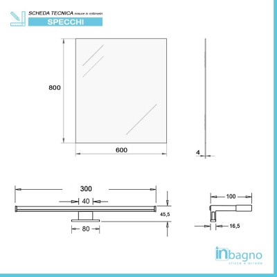 Misure Specchio a LED reversibile 60x80 cm