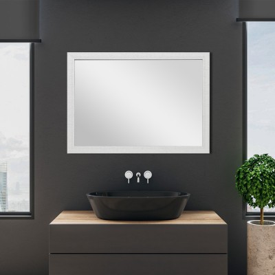 Eono Essentials Cornice Bianca Specchio 92 x 61 cm per Bagno e Salotto antischeggia 