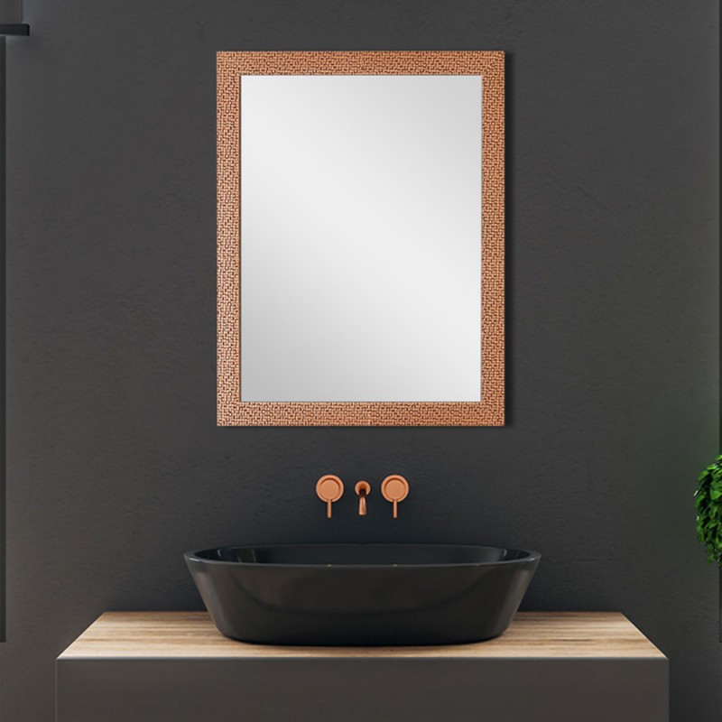 Specchio Rame Reversibile Con Cornice Mosaico 50x60 cm Specchio Rame Reversibile Con Cornice Mosaico 50x60 cm