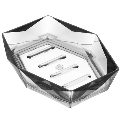Porta Sapone Grigio Trasparente In Plastica Forma Di Diamante