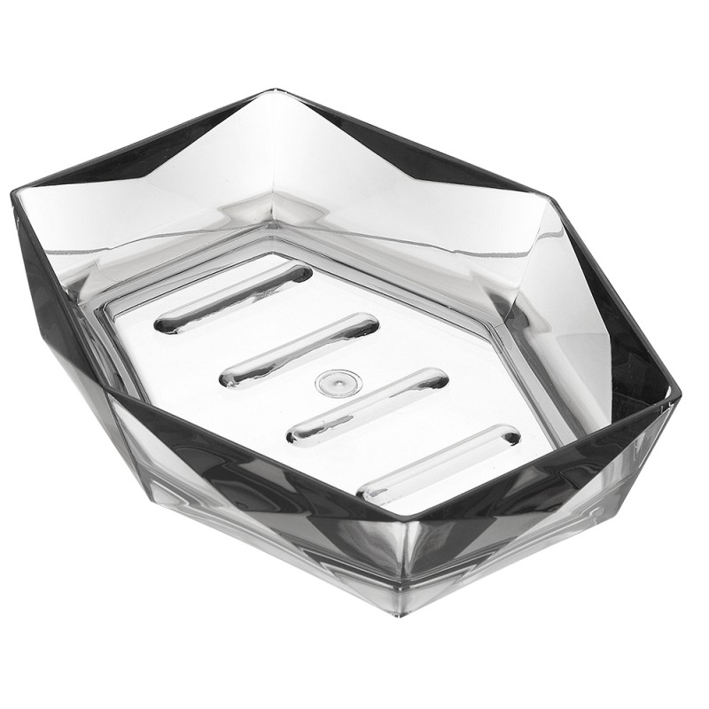 Porta Sapone Grigio Trasparente In Plastica Forma Di Diamante Porta Sapone Grigio Trasparente In Plastica Forma Di Diamante