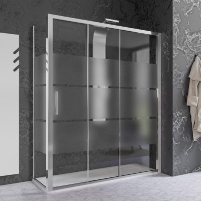 Box Doccia Serigrafato 70x170 cm 3 Ante scorrevoli h. 200 cm per trasformazione vasca/doccia