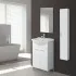 Mobiletto per bagno salvaspazio 56 cm bianco lucido completo di lavamani e specchiera
